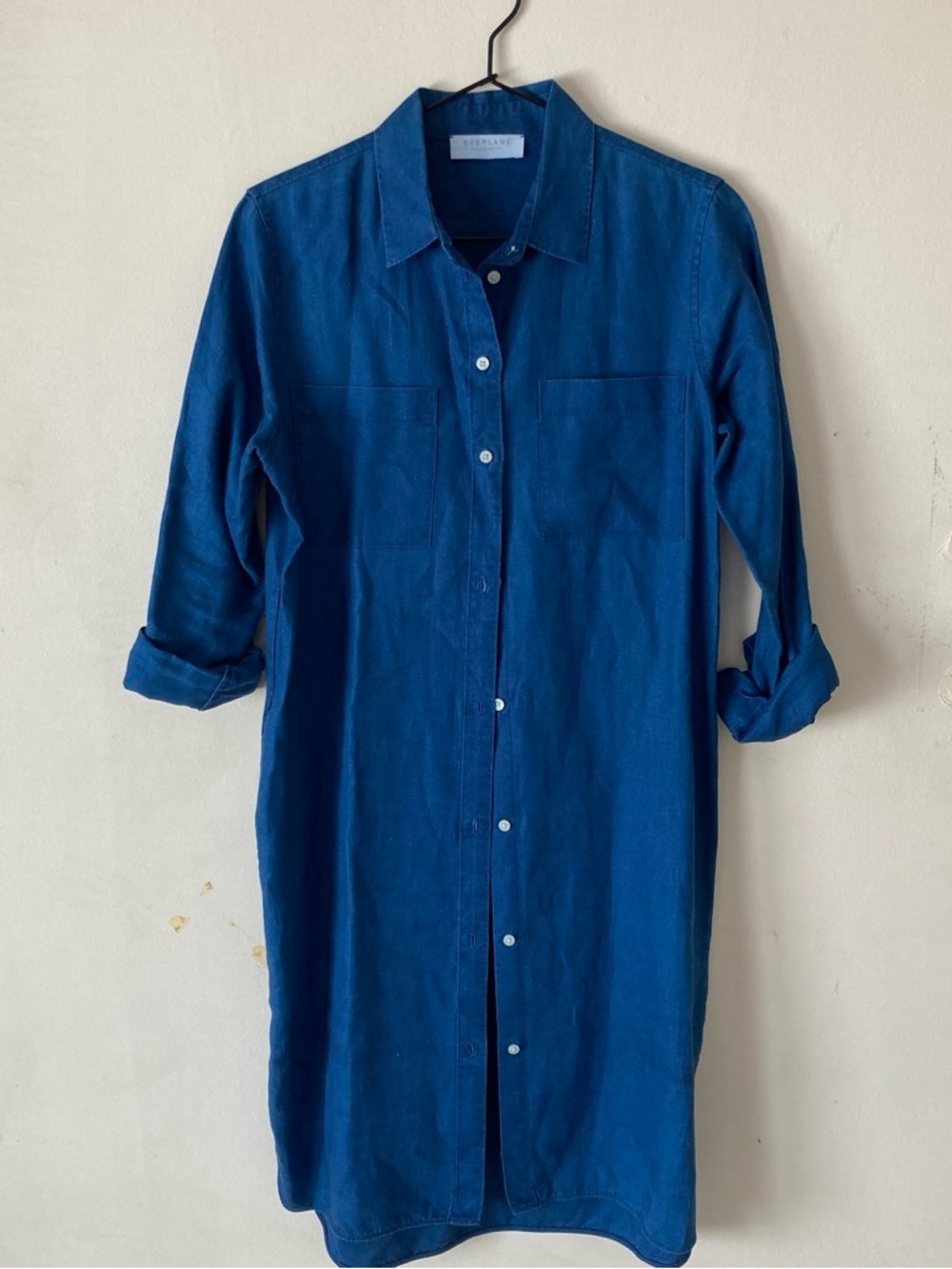 Everlane Indigo Button-Down Shirt Dress 100% linen
